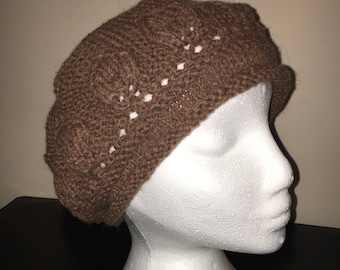 Hand knitted beanie hat