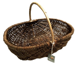 Nutley's Large Beautiful Hand-Made Rustic Willow Garden Trug Basket wicker