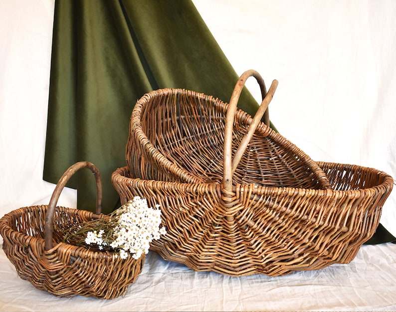 Nutley's Large Beautiful Hand-Made Rustic Willow Garden Trug Basket wicker hamper shopping image 4
