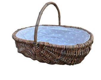 Nutley's Lined Medium Beautiful Hand-Made Rustic Willow Garden Trug Basket wicker