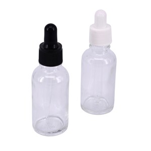 Nutley&#39;s 30ml Clear Glass Dropper Bottles: Choose Lid Colour