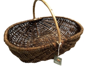 Nutley's Large Beautiful Hand-Made Rustic Willow Garden Trug Basket wicker hamper shopping