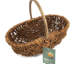 Nutley's Small Beautiful Hand-Made Rustic Willow Garden Trug Basket