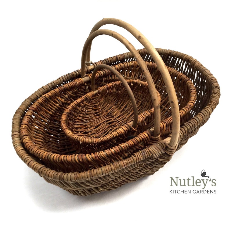 Nutley's Large Beautiful Hand-Made Rustic Willow Garden Trug Basket wicker trug rustic basket basket with handle biodegradable