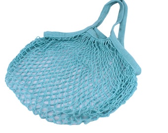 Nutley's Aqua Short Handled Cotton String Market Bags