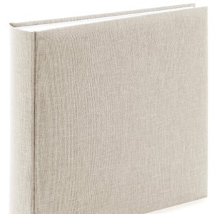 Large Natural Linen Traditional Book bound Photo Album with glassine interleaves. 30x31cms 50 pages/100 sides. Wedding / Family Photo Album. image 2