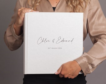 Printed Photograph Album. Traditional Book Bound Wedding Photo Album. Modern Style Text.  Size and colour options available.