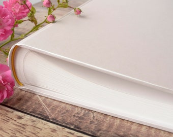 Extra Large Traditional Book Bound Photograph Album with opaque Glassine interleaves. Blank DIY Plain Ivory Photo Album 50 pages / 100 sides