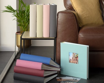 Large Linen Traditional Bookbound Photograph Album with opaque Glassine interleaves. 30x31cms 50 pages/100 sides. Wedding Family Photo Album
