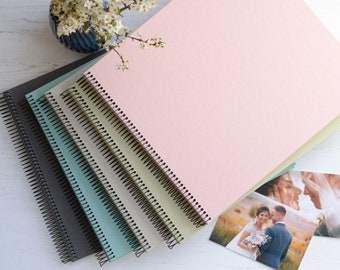 Large High Quality Linen Cover Spiral Bound Photograph Album / Scrapbook. 35x30cms with 20 pages / 40 sides. Available in 5 colours.