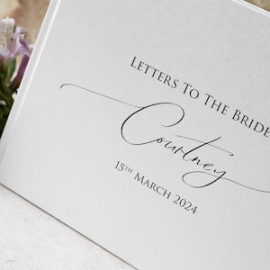 Personalised High Quality 'Letters to the Bride' Guest Book. Elegant handwritten text design. 50 plain white pages / 100 sides. 13 colours. image 4