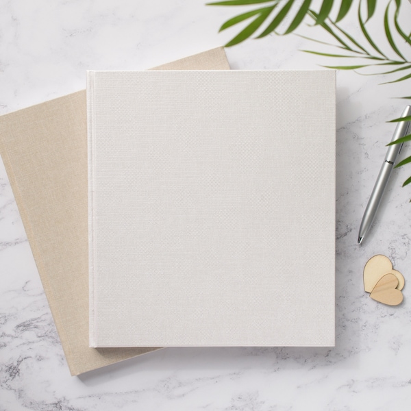 Large DIY Wedding Guest Book. 88 pages / 176 writing sides. High Quality, Plain Blank DIY Guest Book. Pearlescent Ivory or Natural Linen.