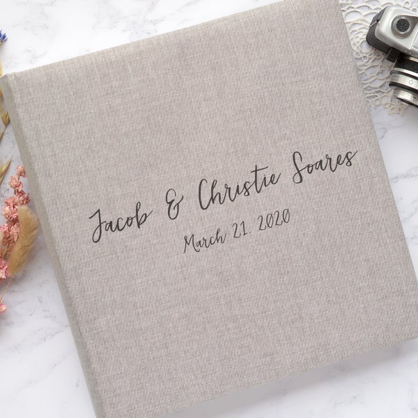 Personalised High Quality Traditional Book Bound Linen Photograph Album with opaque interleaves. 2 size options. 50 pages / 100 sides.