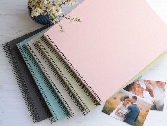 Available in 5 colours. 35x30cms with 20 pages  40 sides Large High Quality Linen Cover Spiral Bound Photograph Album  Scrapbook