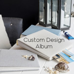 High Quality  Custom Design Traditional Book Bound Linen Photograph Album with opaque glassine interleaves. 30x31cms. 50 pages / 100 sides.