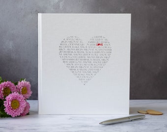 Love Heart Wedding Guest Book. Modern Wedding Guest Book. Engagement Guest Book. Wedding Keepsake. Valentines Gift. Wedding Planner.