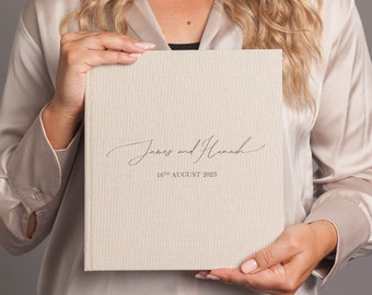 Personalised Wedding Guest Book. Elegant Modern Handwritten Text Design.  2 Sizes and 13 colour options. Wedding Keepsake. Wedding Gift.