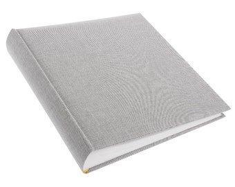 Large Grey Linen Traditional Bookbound Photo Album with opaque glassine interleaves. 30x31cms 50 pages/100 sides. Wedding Family Photo Album