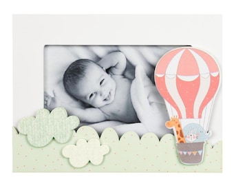 Baby Photo Frame. 6x4 photograph frame. Wooden Hot Air Balloon New Baby Photograph Frame. Baby Gift / Keepsake.