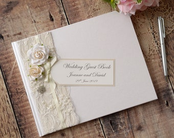 Luxury Personalised Wedding Guest Book/ Handmade Boxed Luxury Personalised Wedding Guest Book/ Handmade Boxed