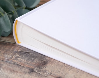 Álbum de fotografía encuadernado de libro tradicional extra grande con interínanos Glassine opacos. Álbum de fotos blanco claro DIY Plain 50 páginas / 100 lados