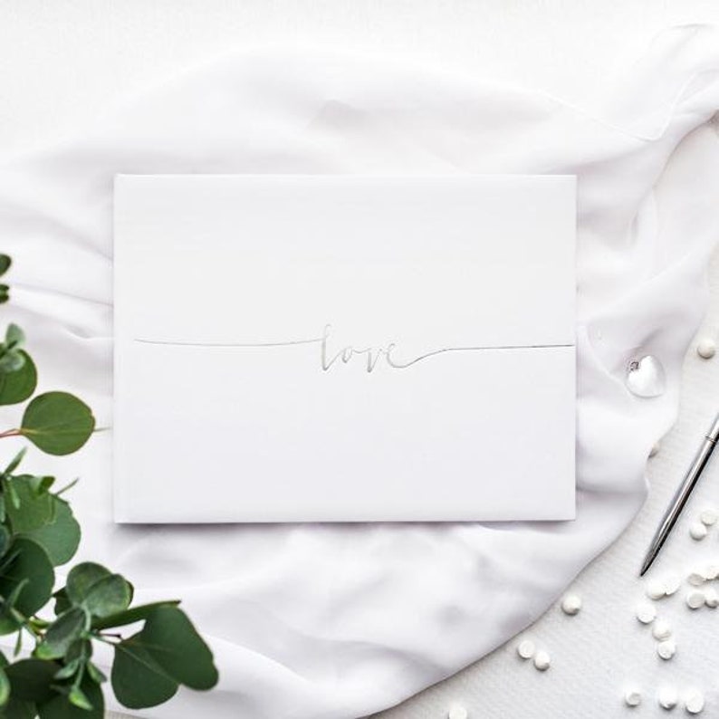 Wedding Guest Book /& Box Available in a choice of colours. Guest Book with /'Love/' printed on the cover
