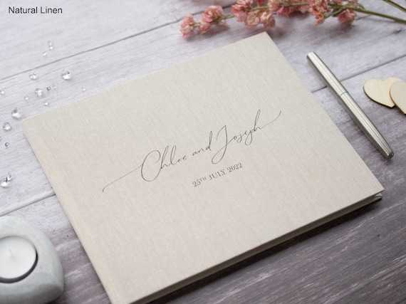 Personalised Wedding Guest Book. Simple Elegant Text Design. - Etsy
