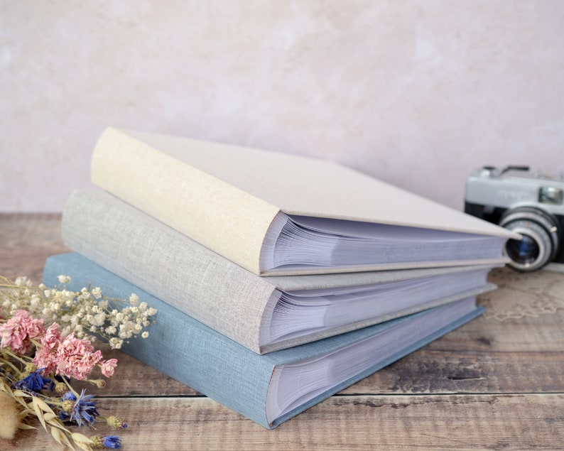 High Quality Linen Cover Slip-in Photograph Album. 23x22cms. Holds 200 6x4inch / 10x15cm Photos. 3 colour choices. image 3