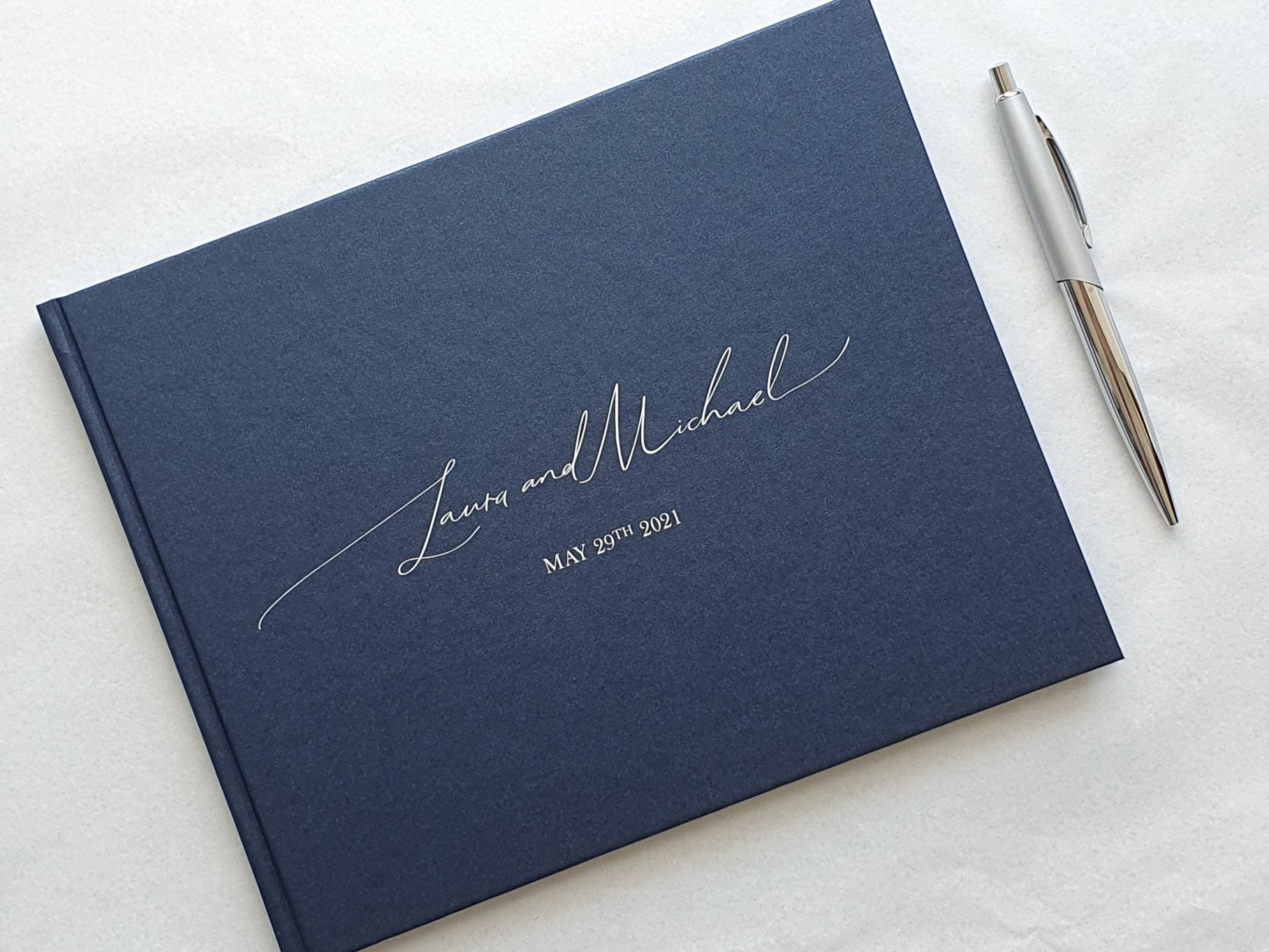 Personalised Wedding Guest Book. Simple elegant text design. Etsy