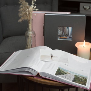 Personalised High Quality Linen Slip-in Photo Album with cover aperture. 23x22cms. Holds 200 4x6inch / 10x15cm Photos. 4 colour choices. image 2