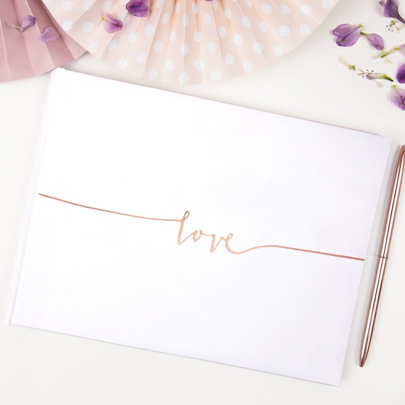 Wedding Guest Book /& Box Available in a choice of colours. Guest Book with /'Love/' printed on the cover