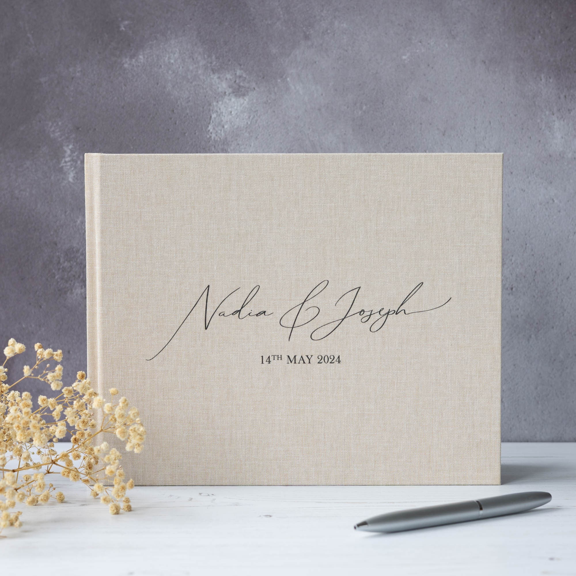 Personalised Wedding Guest Book. Simple elegant text