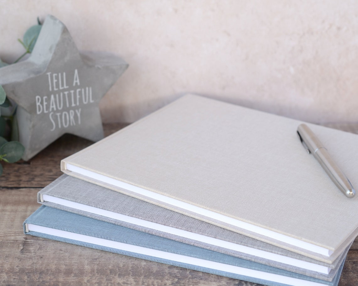 High Quality Linen Guest Book. Plain DIY Guest Book Available Etsy UK