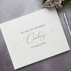 Personalised High Quality 'Letters to the Bride' Guest Book. Elegant handwritten text design. 50 plain white pages / 100 sides. 13 colours. image 6