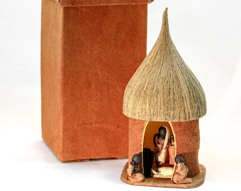 African Nativity with Bark Cloth Box - Fair Trade from Uganda