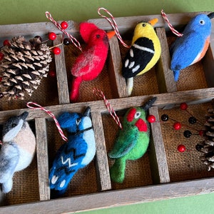 Felt Bird Christmas Ornament Set - Collection of 6 - Fair Trade Handmade in Nepal