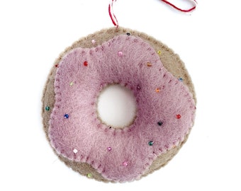 Donut Ornament - Felt Wool Fair Trade Handmade Christmas Nepal
