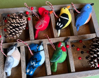 Felt Bird Christmas Ornament Set - Collection of 6 - Fair Trade Handmade in Nepal