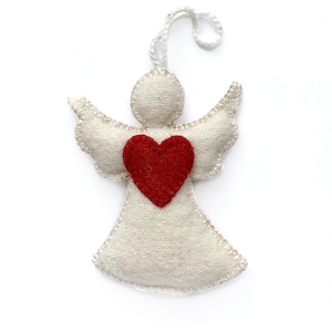 Heart Angel Embroidered Wool Christmas Ornament, Fair Trade Handmade in Peru