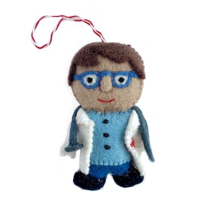 Doctor Ornament - Felt Wool Fair Trade Christmas Decor Handmade in Nepal
