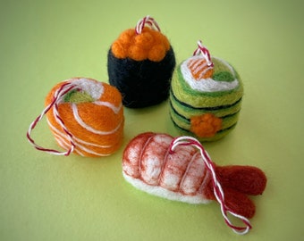 Sushi Ornament Set - Felt Wool Fair Trade Handmade Christmas Nepal