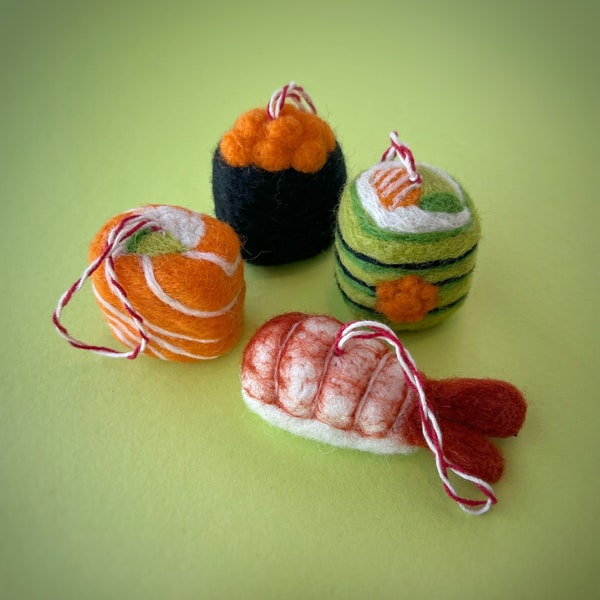 Sushi Ornament Set - Felt Wool Fair Trade Handmade Christmas Nepal