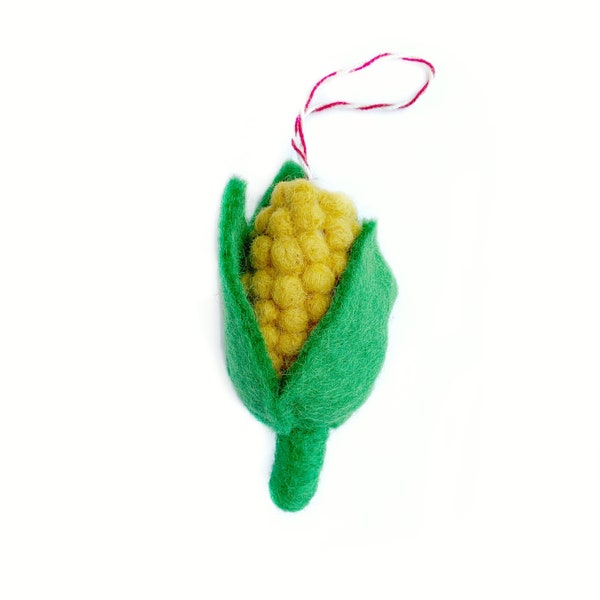 Corn Ornament - Felt Wool Fair Trade Christmas Decor Handmade in Nepal