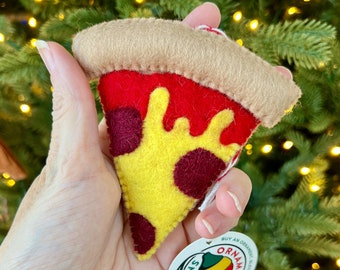 Pizza Ornament - Felt Wool Fair Trade Christmas Decor Handmade in Nepal