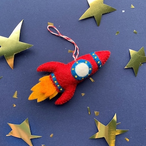 Rocket Ornament - Felt Wool Fair Trade Handmade Christmas Nepal