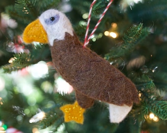 Bald Eagle Ornament - Felt Wool Fair Trade Handmade Christmas Nepal