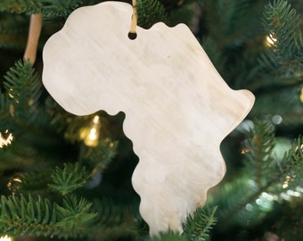 Africa Continent Cow Horn Christmas Ornament,  Fair Trade Handmade from Uganda, East Africa