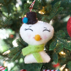 Smiling Snowman Ornament - Felt Wool Fair Trade Handmade Christmas Nepal