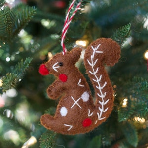 Squirrel Ornament - Felt Wool Fair Trade Christmas Decor Handmade in Nepal