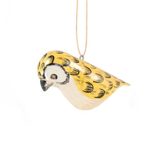 Owl Ornament - Hand Carved Wood Bird, Fair Trade Holiday Decor from Kenya, East Africa